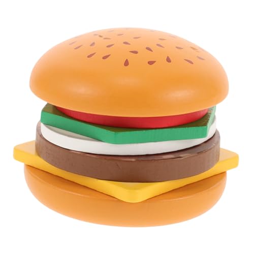 Vaguelly Kinderspielhaus Spielzeug Spielzeug Stapelspielzeug Interessantes Kinderspielzeug Burger Rollenspielspielzeug Essensspielzeug Für Kinder Spielzeug-Hamburger Kochspiel Hölzern von Vaguelly