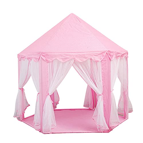 Vaguelly Kinderspielzelt Großes Spielhauszelt Drinnen Spielhaus Kinderzelt Burgzelt Für Mädchen Jungen Spielhütte (Rosa) von Vaguelly