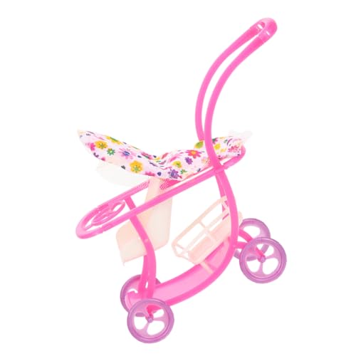 Vaguelly Kinderwagen Für Neugeborene Babyspielzeug Puppenzubehör Mini-puppenwagen Babyauto Zubehör Für Babypuppen Puppenwagen Modell Puppensachen Rosa Stoff von Vaguelly