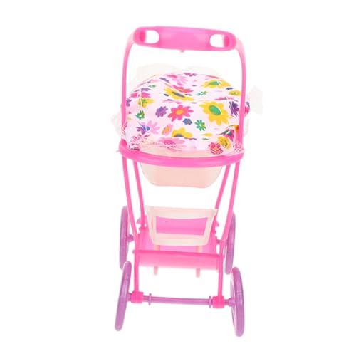 Vaguelly Kinderwagen Puppenwagen Spielzeugpuppenwagen Puppenwagen-Spielzeug Puppenwagen für Babypuppen Modell Puppenwagen Puppensachen realistischer Puppenwagen Stoff Rosa von Vaguelly