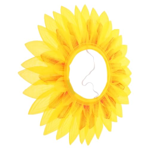 Vaguelly Lustige Gesichtsmaske Sonnenblumen-Foto-Requisiten Renaissance-Accessoires Sonnenblume Kopfbedeckung Lustige Kopfbedeckung Sonnenblumenhaube Sonnenblumenhut Seidentuch Yellow von Vaguelly