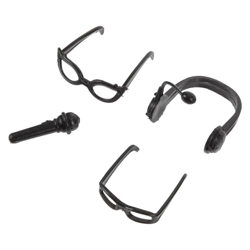 Vaguelly Mini Puppenbrille und Kopfhörer Schwarzes Musik kostüm mit Mikrofon Zubehör für Puppen Dekoration Modische und Kompakte Puppen Accessoires Vaguelly Mini Puppenbrille und Kopfhörer Schwarzes Musik kostüm mit Mikrofon Zubehör für Puppen Dekoration Modische und Kompakte Puppen Accessoires von Vaguelly
