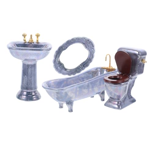 Vaguelly Miniatur Badezimmer Set für Puppenhaus Porzellan Zubehör in Blau mit Badewanne Waschbecken Toilette und Spiegel Stabile Verarbeitung Platzsparendes Design für Puppenhaus Dekoration Vaguelly Miniatur Badezimmer Set für Puppenhaus Porzellan Zubehör in Blau mit Badewanne Waschbecken Toilette und Spiegel Stabile Verarbeitung Platzsparendes Design für Puppenhaus Dekoration von Vaguelly