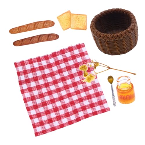 Vaguelly 8 Teiliges Mini Frühstücksset Für Puppenhaus Miniatur Brotkorb Honigglas Und Schwarzbrot Puppenküchen Zubehör Für Kreative Dekoration Und Spielspaß von Vaguelly