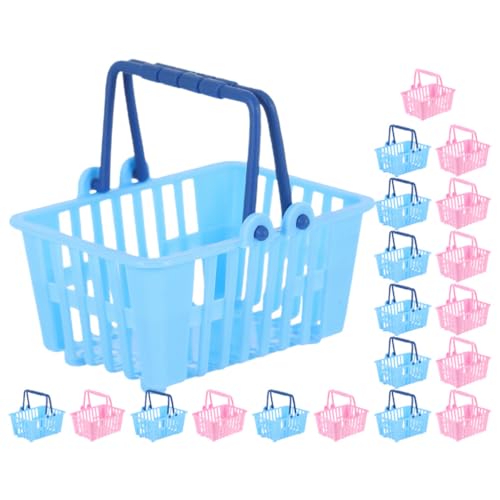 Vaguelly Miniatur-Einkaufskorb 20 Stück Puppenhaus Mini-Einkaufskorb Spielzeug-Supermarkt Handkorb Modelle Für Kinder Partygeschenke Rosa Blau von Vaguelly