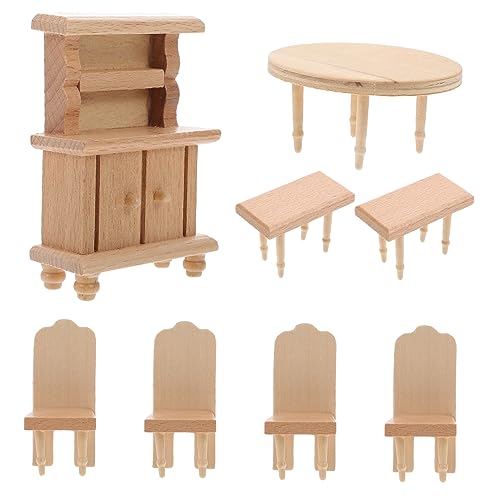 Vaguelly 8-teiliges Miniatur-puppenhaus-möbelset Für Jungen Und Mädchen Tisch Und Stühle Puppenzubehör Jungen Und Mädchen Spielzeug Rollenspiel von Vaguelly