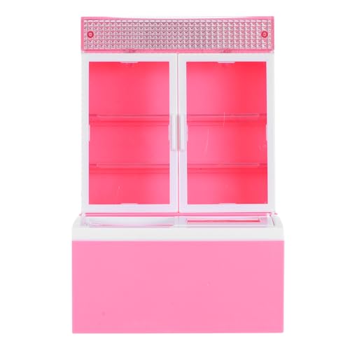 Vaguelly Miniatur -Kühlschrank Puppenhaus Mini Kühlschrank Ice Cream Displan Schrank Modell Winziges Küchenmöbel Spielzeug Für Kinder Tun Als Spielen Vorräte Rosa von Vaguelly