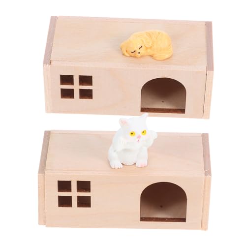 Vaguelly Miniatur Puppenhaus Haustier Set aus Holz mit Hundehütte und Katze Realistische Resin Tierfiguren Robustes Zubehör für Kreatives Rollenspiel und Puppenhaus Dekoration Vaguelly Miniatur Puppenhaus Haustier Set aus Holz mit Hundehütte und Katze Realistische Resin Tierfiguren Robustes Zubehör für Kreatives Rollenspiel und Puppenhaus Dekoration von Vaguelly
