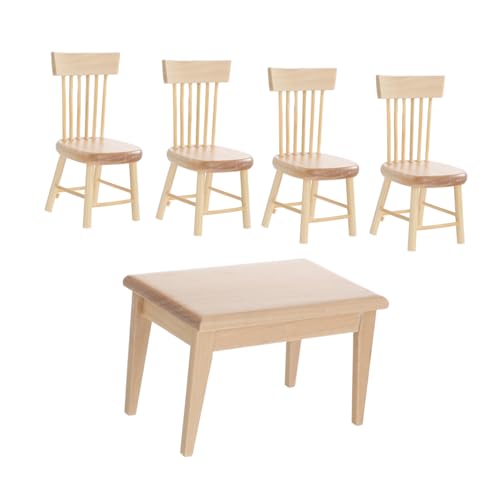 Vaguelly Miniatur Puppenhaus Möbelset aus Hochwertigem Eichenholz Realistischer Mini Tisch und Stühle Leichte Puppenhaus Dekoration Vielseitig Wohnaccessoire Geeignet Vaguelly Miniatur Puppenhaus Möbelset aus Hochwertigem Eichenholz Realistischer Mini Tisch und Stühle Leichte Puppenhaus Dekoration Vielseitig Wohnaccessoire Geeignet von Vaguelly