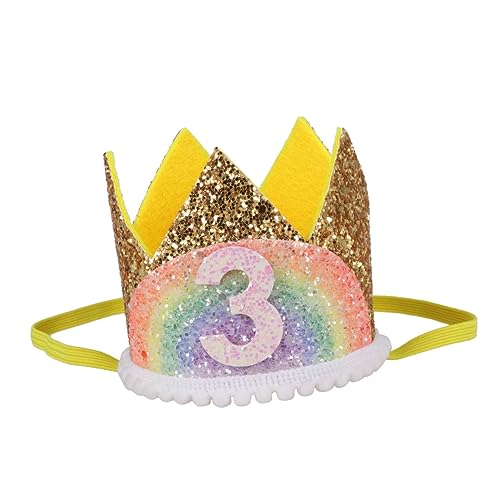 Vaguelly Niedliche Regenbogen Geburtstagskrone Für Babys Haarreif Mit Goldener Krone Und Weißer Spitze 3 Stilvolle Designs Ideales Partyzubehör Für Jungen Und ädchen Perfekte von Vaguelly