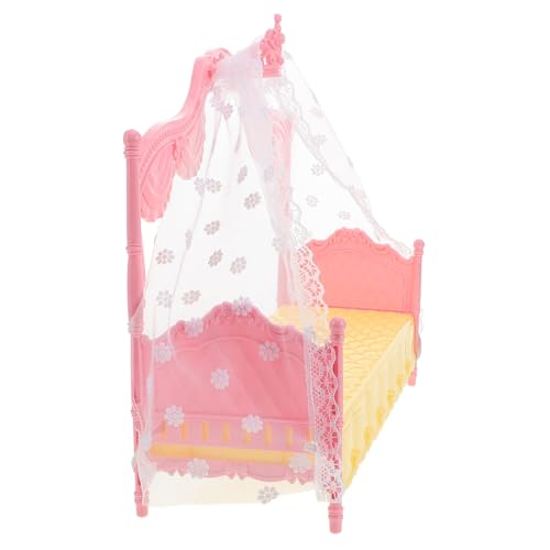 Vaguelly Prinzessin Mini Bett für Puppen Spielhaus Spielzeug Jungen und Mädchen Puppenhaus Möbel Set Spielzeug Bett Schlaf Vorhang Mädchen Spielzeug von Vaguelly