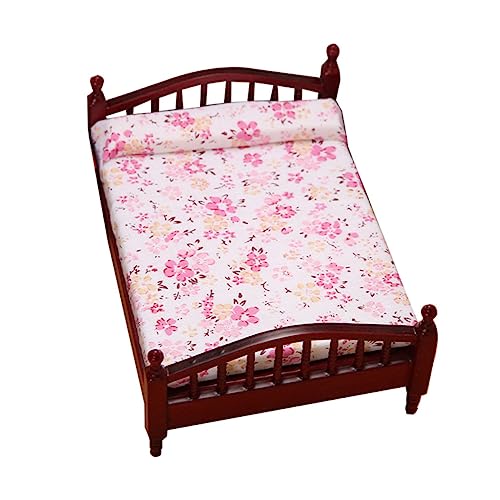 Vaguelly Puppenhaus Doppelbett Minibett Basteln Filigrane Minibett-dekore Mini Möbel Mini-doppelbett- DIY Mini Werkzeuge Mini-Dekoration Birkensperrholz Brown von Vaguelly