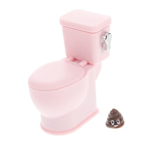 Vaguelly Puppenhaus-Toilette Puppenhauszubehör Mini-Badezimmer Puppenhaustoilette Winzige Möbel Miniatur-weiße Toilette Miniatur-puppenstubenmöbel Toilettenmodelle Plastik Rosa von Vaguelly