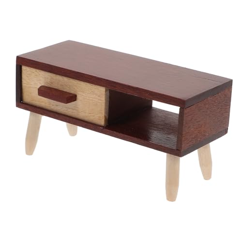 Vaguelly Puppenhausmöbel Puppenhaus Zubehör Mini-Fernseher Miniatur-Couch Miniaturtisch Puppenhaus Schreibtisch Mini-Schreibtisch Puppenstubentisch Puppenhaus- Winzige Möbel Holz Brown von Vaguelly