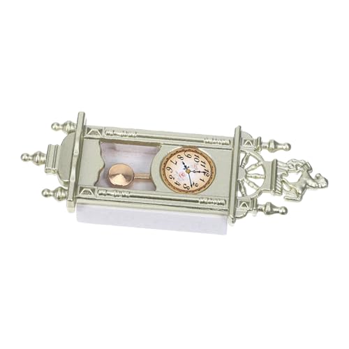 Vaguelly Puppenhausuhr-Anhänger Retro Uhr kleine tischuhr holzuhren Spielzeug Uhr Wall Clocks Pendeluhr Dekoration Mini-Hausszenenmodell Mini-Pendeluhr Miniatur-Kaminuhr Uhr Figur hölzern von Vaguelly