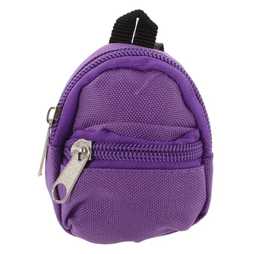 Vaguelly Puppenrucksack Minischrank Für Puppen Kleine Puppentasche Mini-Rucksack-schlüsselanhänger Zubehör Für Die Puppenhausschule Mini-Rucksack-Spielzeug Mini-Schultasche Stoff Violett von Vaguelly