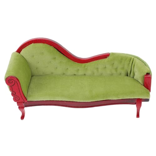 Vaguelly Puppenstubensofa Bausatz Bausätze viktorianisch Puppenwagen Miniatur-Sofa-Modell Mini-Sofa-Figur kleines Sofadekor winziges Sofadekor winzige Hausmöbel Stoff Light Green von Vaguelly