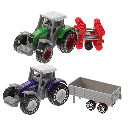 Vaguelly Puzzle-Spielzeug 2st Bauernhofwagen Spielzeug Traktor LKW-Spielzeug Aus Kunststoff Sandkasten-traktorspielzeug Baby Spielzeug Babyauto Kinderwagen Plastik von Vaguelly