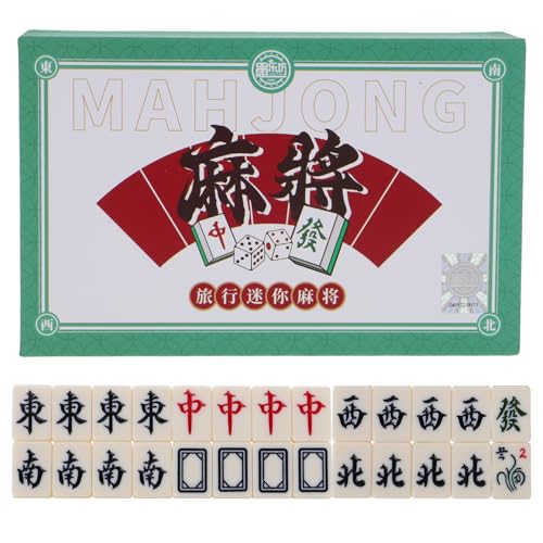 Vaguelly Reise-Mini-Mahjong-Set Für Den Schlafsaal Essentials Mini-Mahjong-Set Für Die Reise Kompakte Mahjong-Fliesen Miniatur-Mahjong-Set Mahjong Für Schlafsäle Lustiges Mahjong-Set von Vaguelly