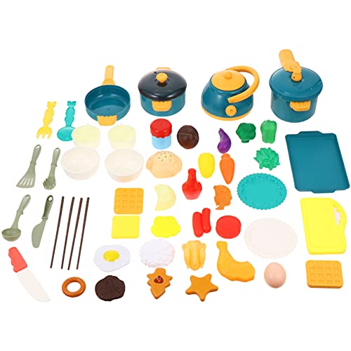 Vaguelly Satz Spielhaus geschirrset kinderküche Kitchen Set for Pfannen Kochgeschirr Mini-Kochgeschirr- Simulation Mahlzeiten Besteck Küchenutensilien Blue von Vaguelly