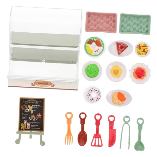 Vaguelly Simulationskuchenspielzeug Miniatur-Essensstand Küchenzubehör für Puppenstuben Miniatur-Kuchenschrank Puppenhaus Spielzeug Backen Spielzeug Mini- -Küche Dessert-Display Plastik von Vaguelly