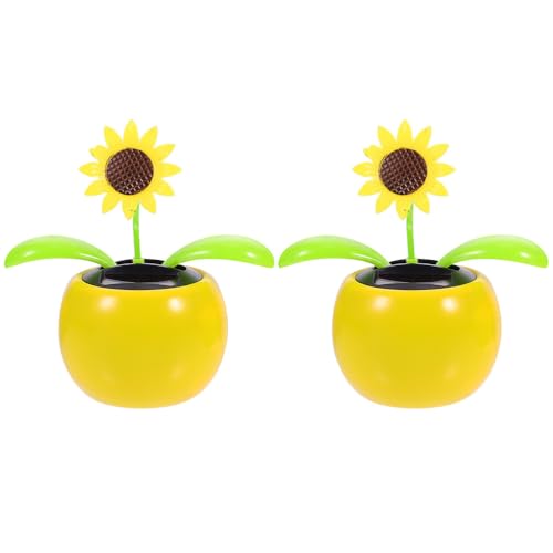 Vaguelly Solar Automatik Schaukel Auto Ornamente Sonnenblume Blumentopf Armaturenbrett Solar Tanzblume Solarbetrieben Tanzende Sonnenblume Armaturenbrett Solarbetriebene von Vaguelly