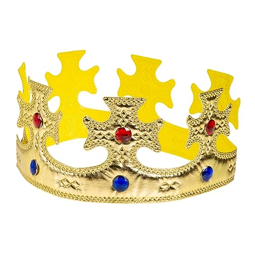 Vaguelly Tiara Junge Kronen Geburtstagsmütze Kind Halloweenkostüm stutzenhalter kopfschmuck halloween deko edelsteine für Performance-Kronenrequisiten Tuch Königskrone Stoff Golden von Vaguelly