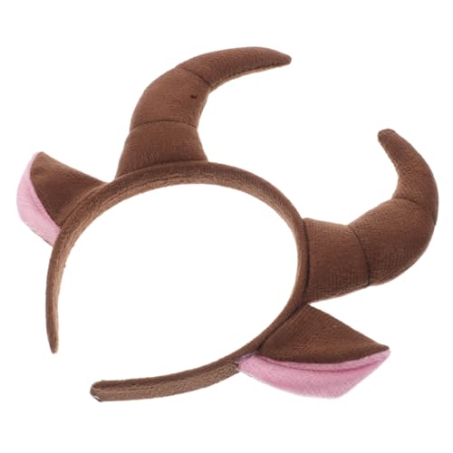 Vaguelly Tierhaar-Accessoires aus Horn Hörner Haare Halloween-Kostümhörner Ochsenhörner Stirnband Haarband aus Horn Halloween-Hörner-Frauen Tiere Stirnband Cosplay Haarband Stoff Coffee von Vaguelly