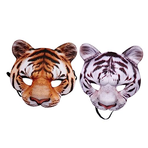 Vaguelly Tigermaske Für Halloween 2 Stück Karnevalsmaske Weiß Und Gelb Vollgesichtsmaske Für Kostümpartys Tierkostü Unisex Ideal Für Fasching Und Halloween Feiern von Vaguelly