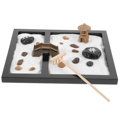 Vaguelly Tischdekoration aus Sand meditations meditieren Schreibtischdekoration Serenity relaxan wohnaccessoires Office Decoration feng Shui Zen Garden Miniaturlandschaft mit Sand Black von Vaguelly