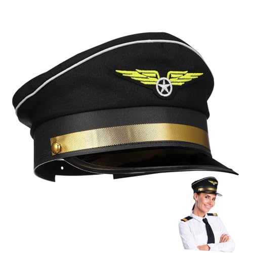 Vaguelly Verstellbarer Kapitänshut für Herren in Schwarz Stylische Cosplay Mütze für Halloween Kostüm Party Accessoire mit Klassischem Design und Bequemer Vaguelly Verstellbarer Kapitänshut für Herren in Schwarz Stylische Cosplay Mütze für Halloween Kostüm Party Accessoire mit Klassischem Design und Bequemer von Vaguelly