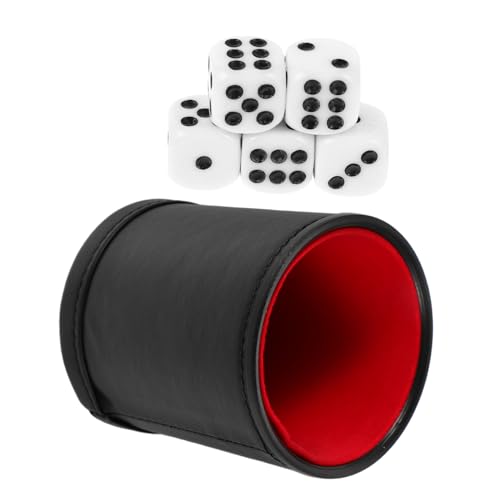 Vaguelly Würfelbecher Würfelspiele Würfelrolltablett Würfel Und Becher Würfelrollenbecher Mini-würfel Standard-spielwürfel Würfel Fall Spiel Würfel Würfelschüttler Black Pu von Vaguelly