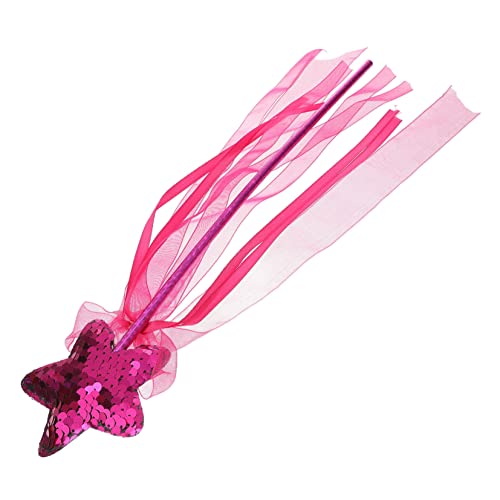 Vaguelly Zauberstab Pailletten-Sterne-Zauberstäbe Spielzeug für Mädchen Zauberstäbe Kinderspielzeug Fairy Wand Party mitgebsel Kinder Toy Winkel-Fee-Stick Feenstab mit Bändern Polyester rot von Vaguelly