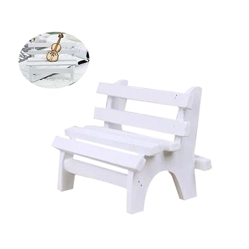 Vaguelly dekorative Gartenbank Home Decor Home Dekoration Miniature Furniture wohnraumdeko Miniaturmöbel Miniatur-Hausmöbel stühle handgefertigte Holzbank maniature gartenbank Hölzern Weiß von Vaguelly