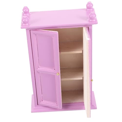 Vaguelly holzschmuck selber Machen Mini-Kleiderschrank im Schlafzimmer Kinderspielzeug Mini-Hausbedarf Miniatur puppenstubenmöbel holzdeko Hauszubehör Mini-Holzmöbel hölzern Violett von Vaguelly