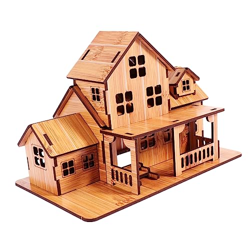 Vaguelly holzspielzeug selber Machen Fälschung Musterhaus Miniaturhäuser Möbel schulm Toys spielzeuge Holzmodellhaus Puzzlematte Holzhaus Montagehaus aus Holz Bambus Khaki von Vaguelly