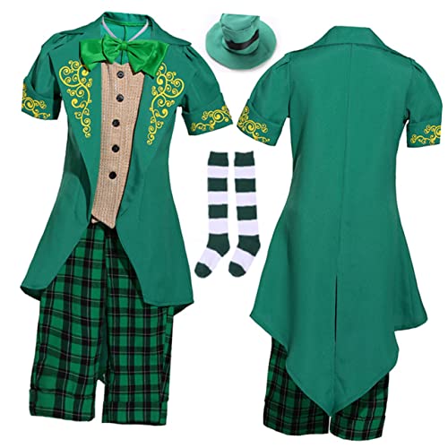 Vaguelly st. Patricks Kostüm karnevalskleidung für faschingkostüme für St Patrick's Day Kleidung ausgefallene Klamotten ausstatten Kobold Kostüm Kobold Hut Hosenanzug Green von Vaguelly