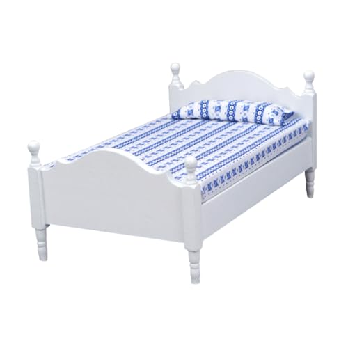 Vaguelly weißes Einzelbett für kinderspielzeug Children Toys spielzeuge Weiße Einzelbett Miniaturmöbel Einzelbett Mini Bett Modell Mini-Einzelbett-Modell Stoff von Vaguelly