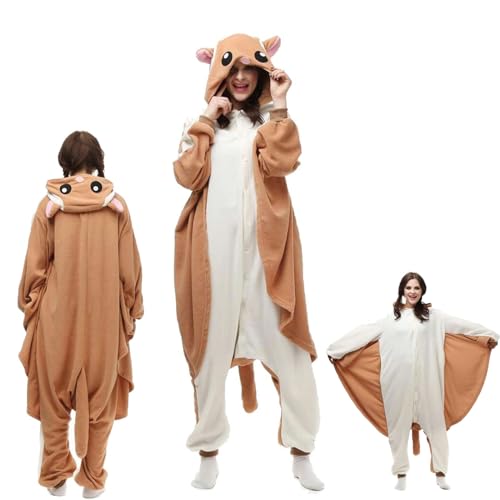 Vaianie Einteiler für Erwachsene, fliegendes Eichhörnchen, Tier, Halloween, Cosplay, Kostüm, Einteiler, Unisex, A, L von Vaianie