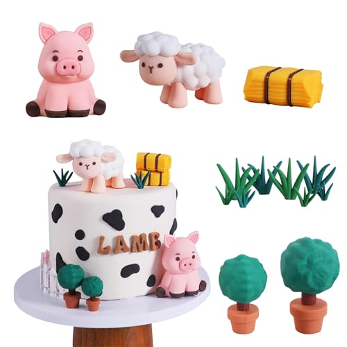 Valicaer Tortendeko Bauernhof,13Pcs Kuchen Deko Tiere Bauernhof Geburtstag Deko Bauernhof Tortendeko Kindergeburtstag Farm Birthday Cake Topper Tortendeko Tiere Cupcake Topper für Junge Mädchen von Valicaer