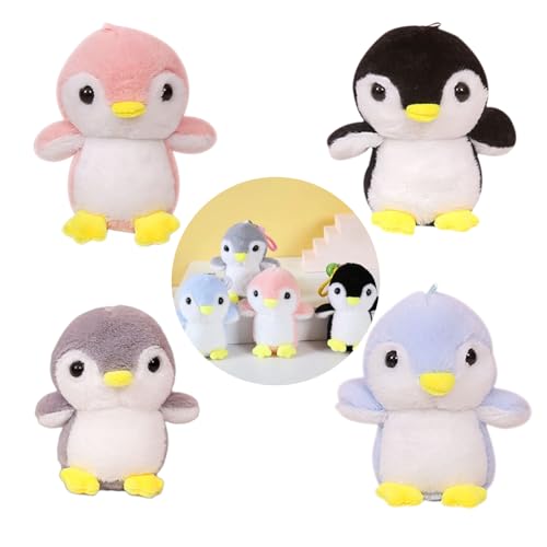 Valicaer Kleine Plüschtiere, 4 Stück Mini Plüsch Kinder Mini Plüschtiere Plush Pendant Pinguin Anhänger für Rucksack Tasche Anhänger Schlüsselanhänger Dekoration Geschenktüten Partytüten Füllung von Valicaer