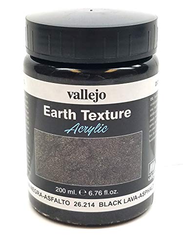 Vallejo Acrylicos Earth Texture: Schwarzer Lava-Asphalt 200 ml für RPG D&D Miniaturen von Vallejo