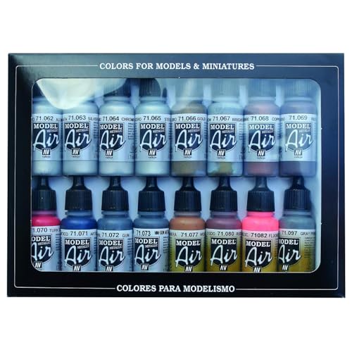 Vallejo Model Air Set: 16 Metallic Colors 17ml Bottles | Acrylic for Airbrush Vallejo Model Air Set: 16 Metallic Colors 17ml Bottles | Acrylic for Airbrush von Vallejo