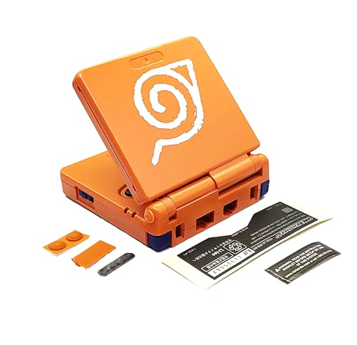 GBASP Extra Gehäuse Gehäuse Gehäuse Schalen Orange Ersatz für Gameboy Advance GBA SP Spielekonsole DIY für Naru-to Edition Außenabdeckung Gehäuse + Tasten, Pads, Stecker, Aufkleber, Vollschrauben-Set von Valley Of The Sun