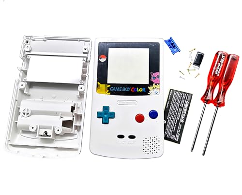 GBC Extra Gehäuse, Gehäuse, Weiß, komplettes Set, für Gameboy-Farbkonsole, PKQ-Edition-Außengehäuse + Displayschutzabdeckung, Schrauben, Tasten, leitfähige Pads, Aufkleber von Valley Of The Sun