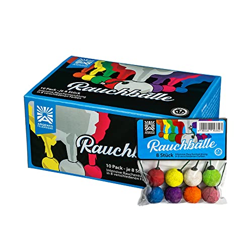 vama Funke Rauchbälle Smoke Balls Mixed im 8er Beutel, tolle Farben für die Größe, Outdoor draußen (10 Beutel/1 Schachtel) von vama