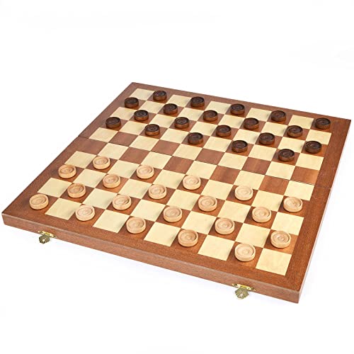 Vamslove 38,1 cm Checkers 10x10 Klassisches Spielset mit Faltbrett, Schachbrett, 100 quadratische Brettschachbrett, internationale Zugluft, mit Aufbewahrungsfächern von Vamslove