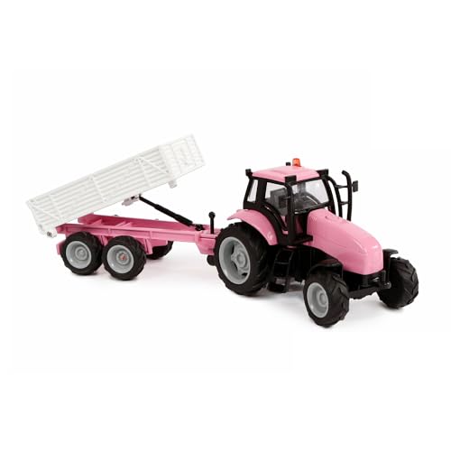 Van Manen Kids Globe Traffic Tractor with Trailer Die Cast (with Light and Sound, Pink) 510241 von Van Manen