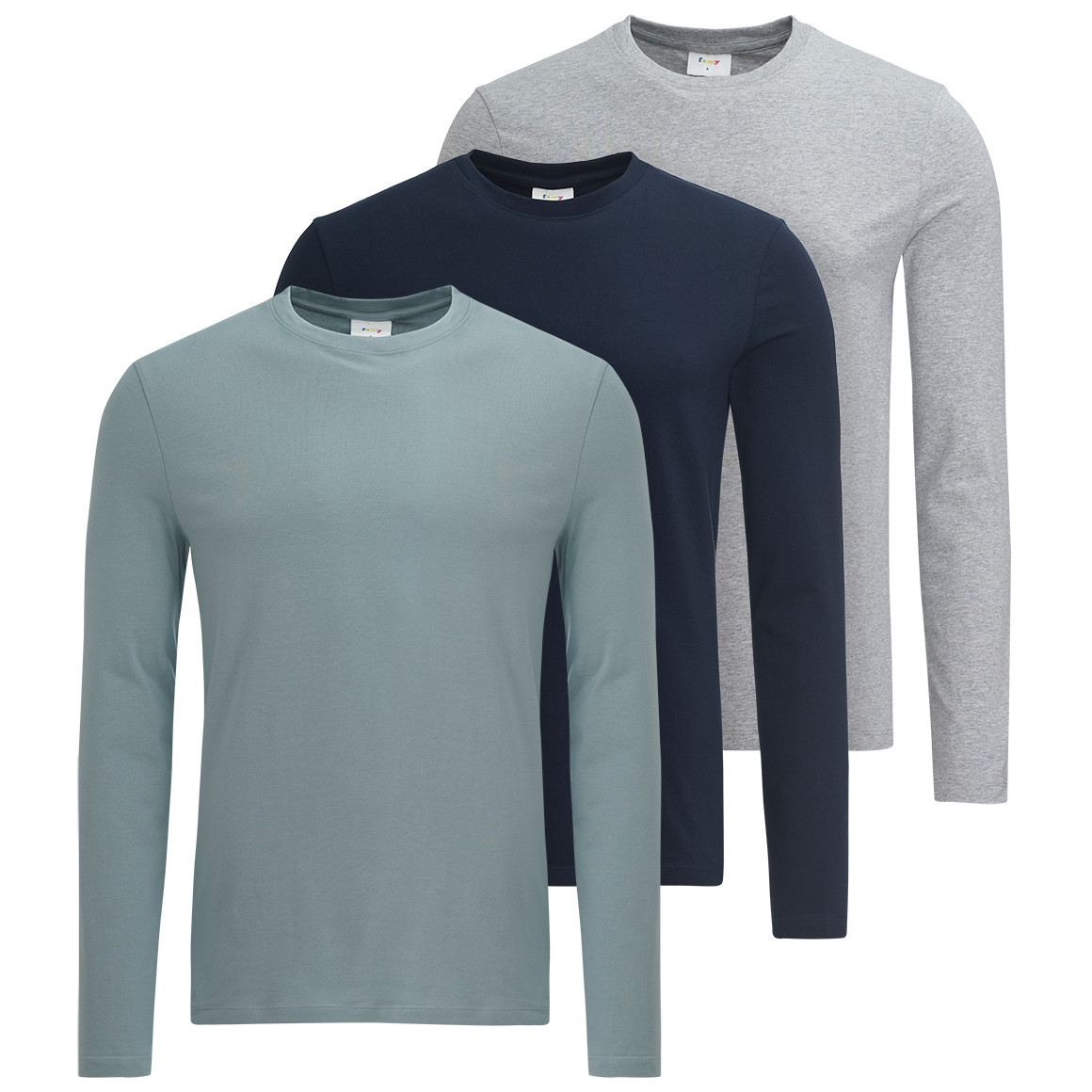 3 Herren Langarmshirts im Basic-Look von VanVaan