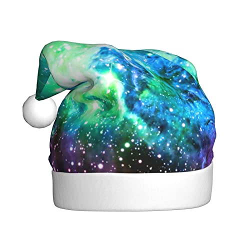 Grüne blaue lila Galaxie-Weihnachtsmütze, Unisex, Plüsch, bequeme Weihnachtsfeierhüte, Neujahrs-Partydekorationen von Vanani